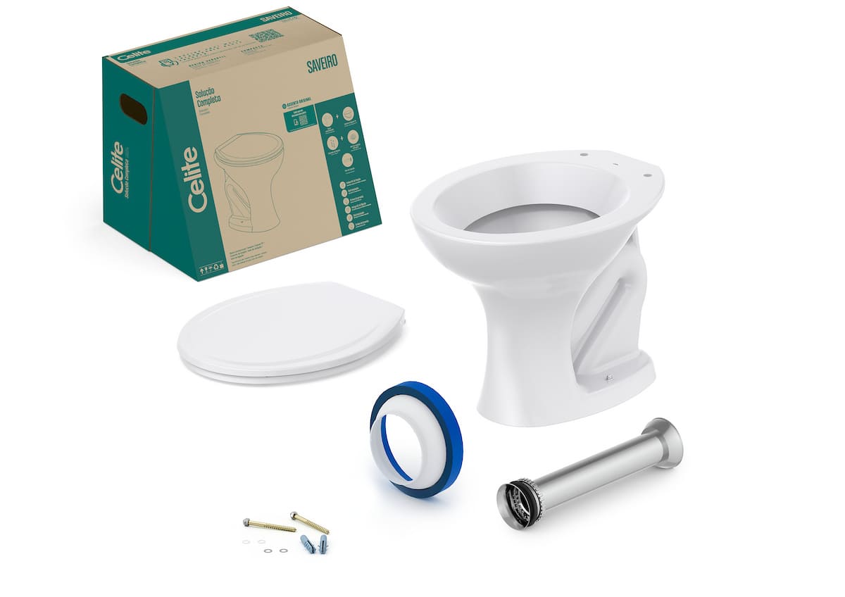 Kits de bacia convencional, assento e itens de instalação Cinza Prata SAVEIRO 1027270770300 Celite
