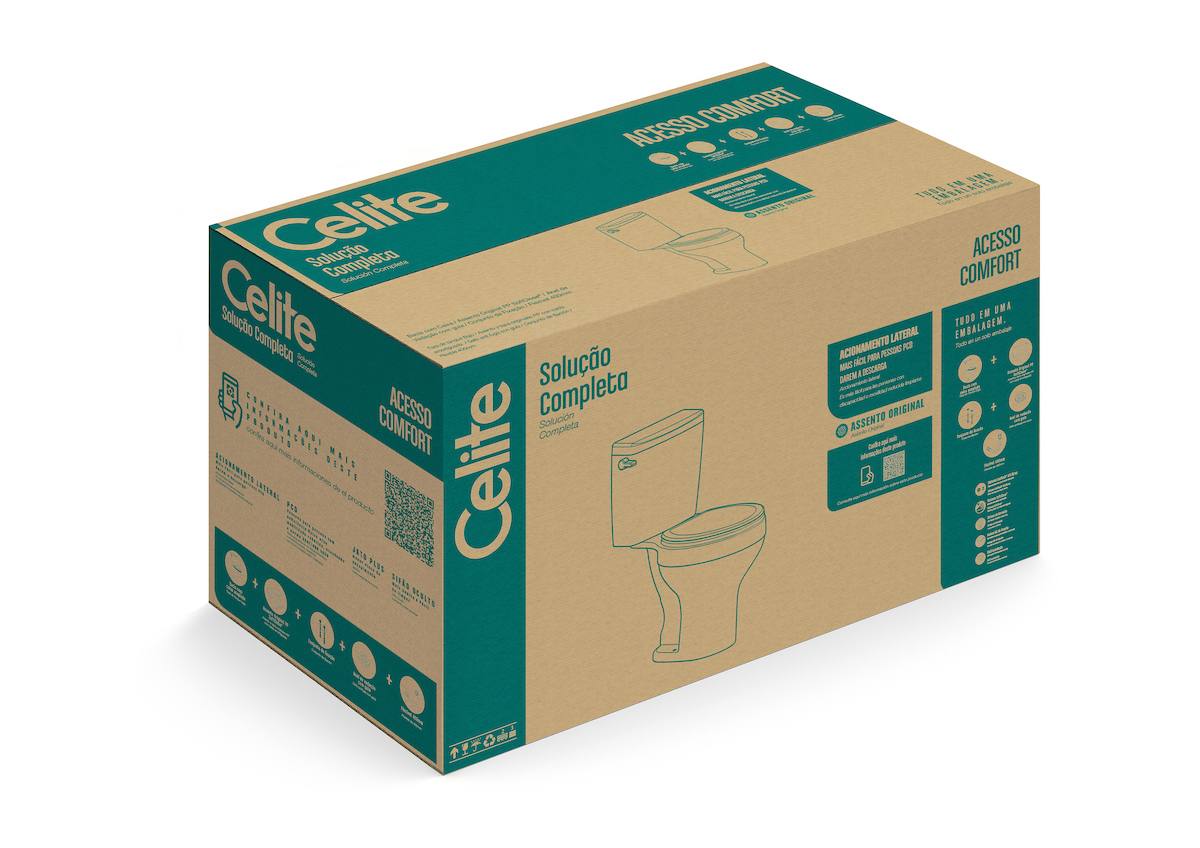 Kits de bacia com caixa, assento e itens de instalação Branco Brilho ACESSO COMFORT 1317230013300 Celite