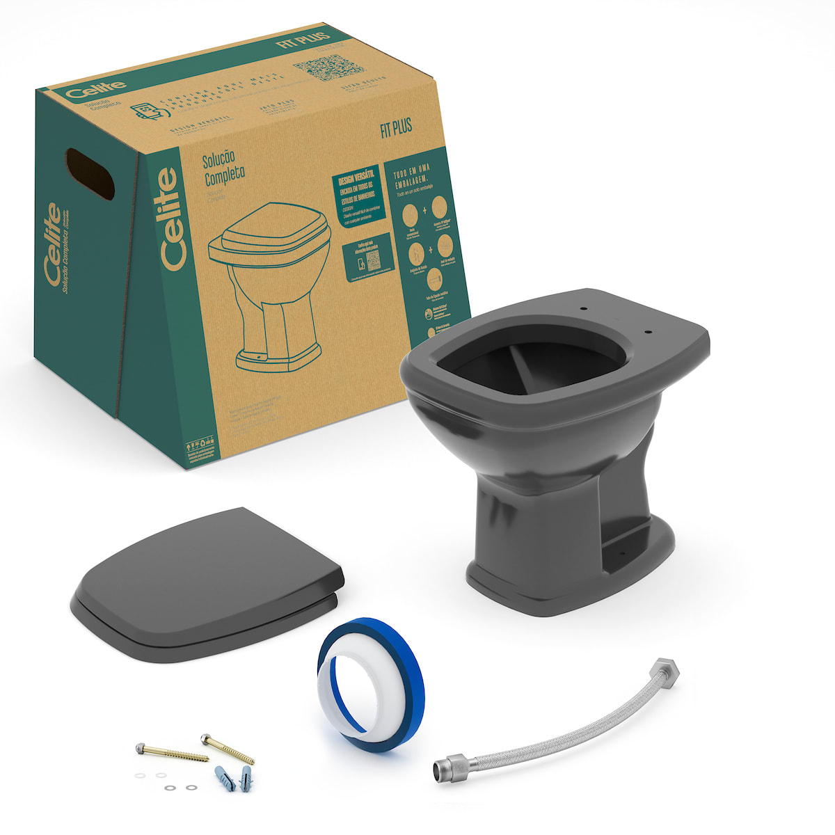 Kits de bacia convencional, assento e itens de instalação FIT PLUS CE667270 Celite