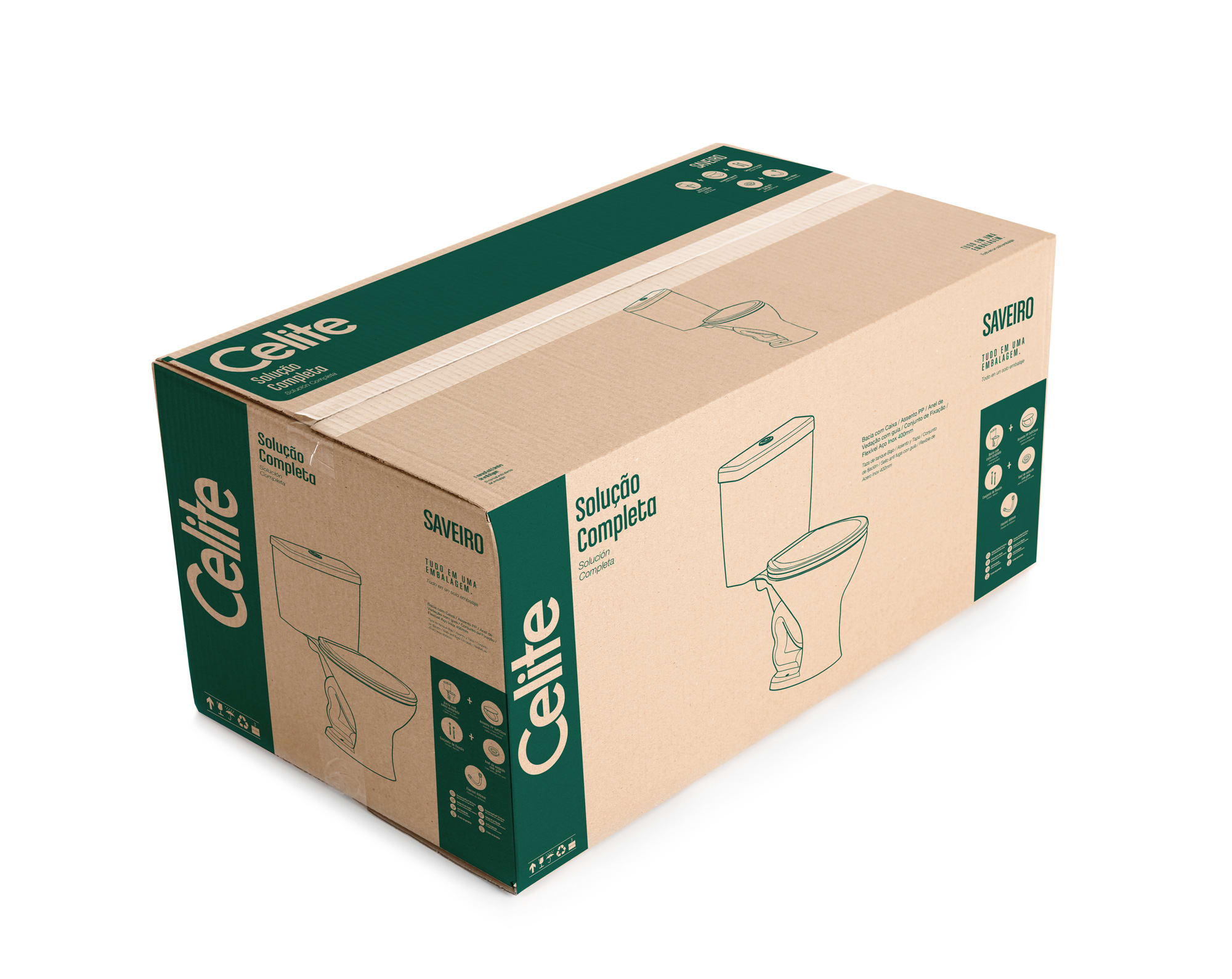 Kit de bacia com caixa, assento e itens de instalação SAVEIRO CE027230 Celite