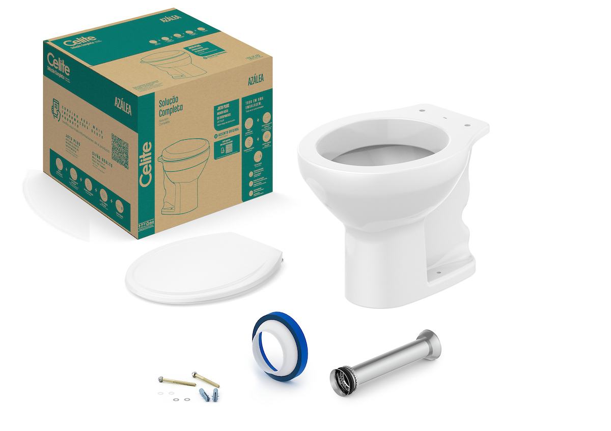 Kits de bacia convencional, assento e itens de instalação Branco Brilho AZALEA 1917270011300 Celite