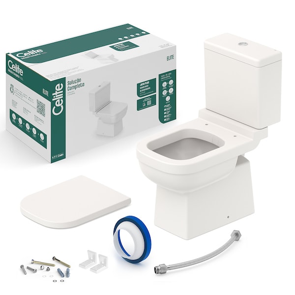 Kit de bacia com caixa, assento e itens de instalação ELITE CE1747230650300 Celite