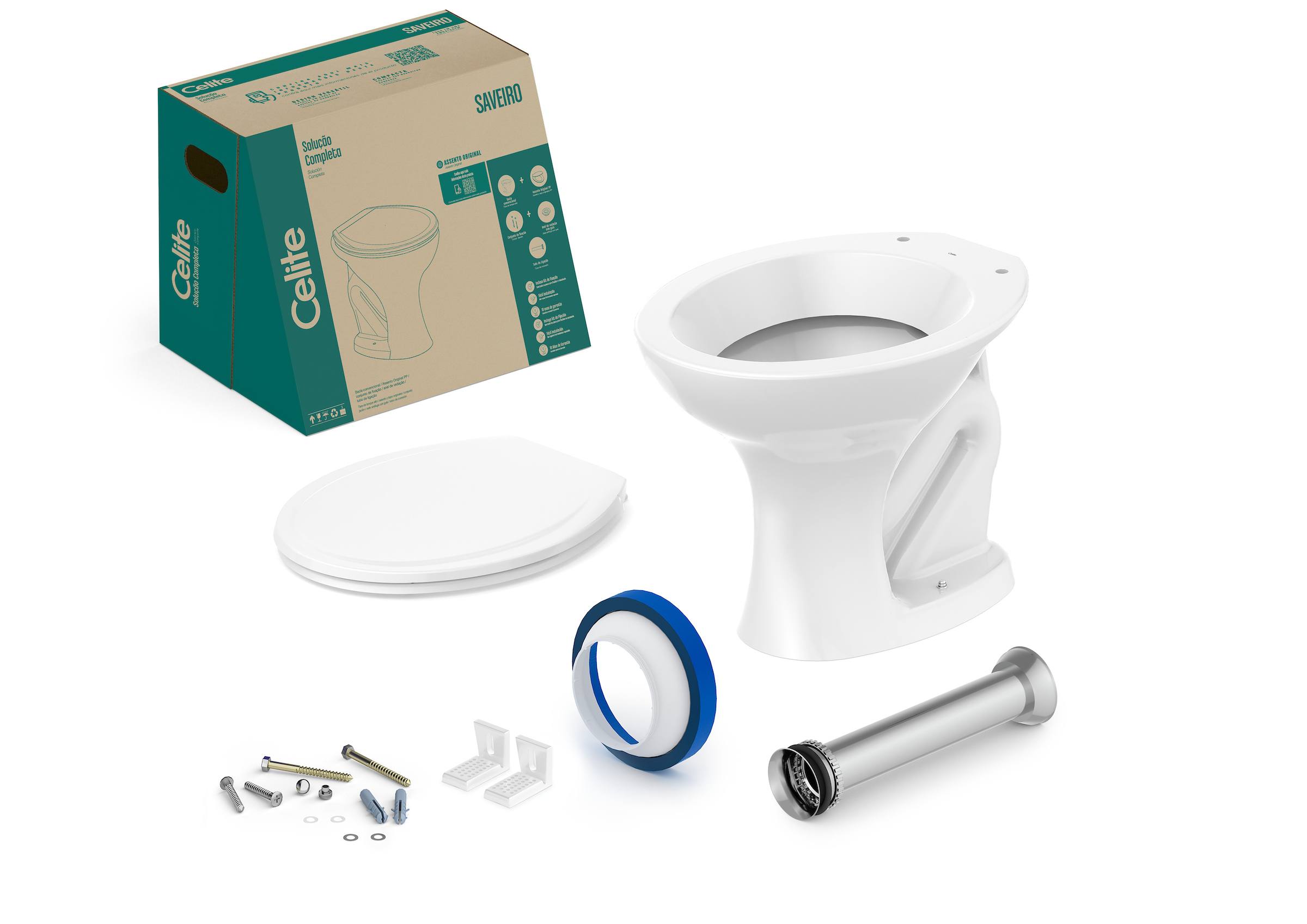 Kits de bacia convencional, assento e itens de instalação Branco Brilho SAVEIRO 1027270010300 Celite