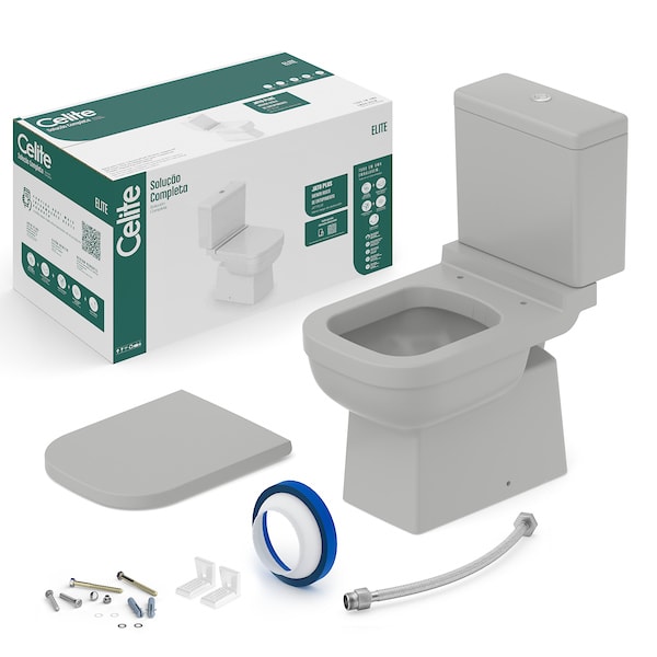 Kit de bacia com caixa, assento e itens de instalação ELITE CE1747230070300 Celite