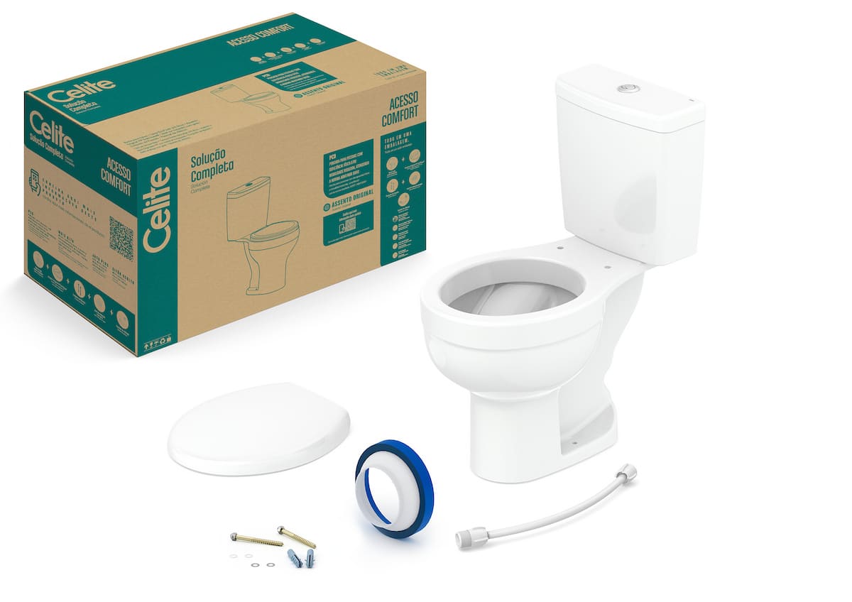 Kits de bacia com caixa, assento e itens de instalação Branco Brilho ACESSO COMFORT 1317230011300 Celite
