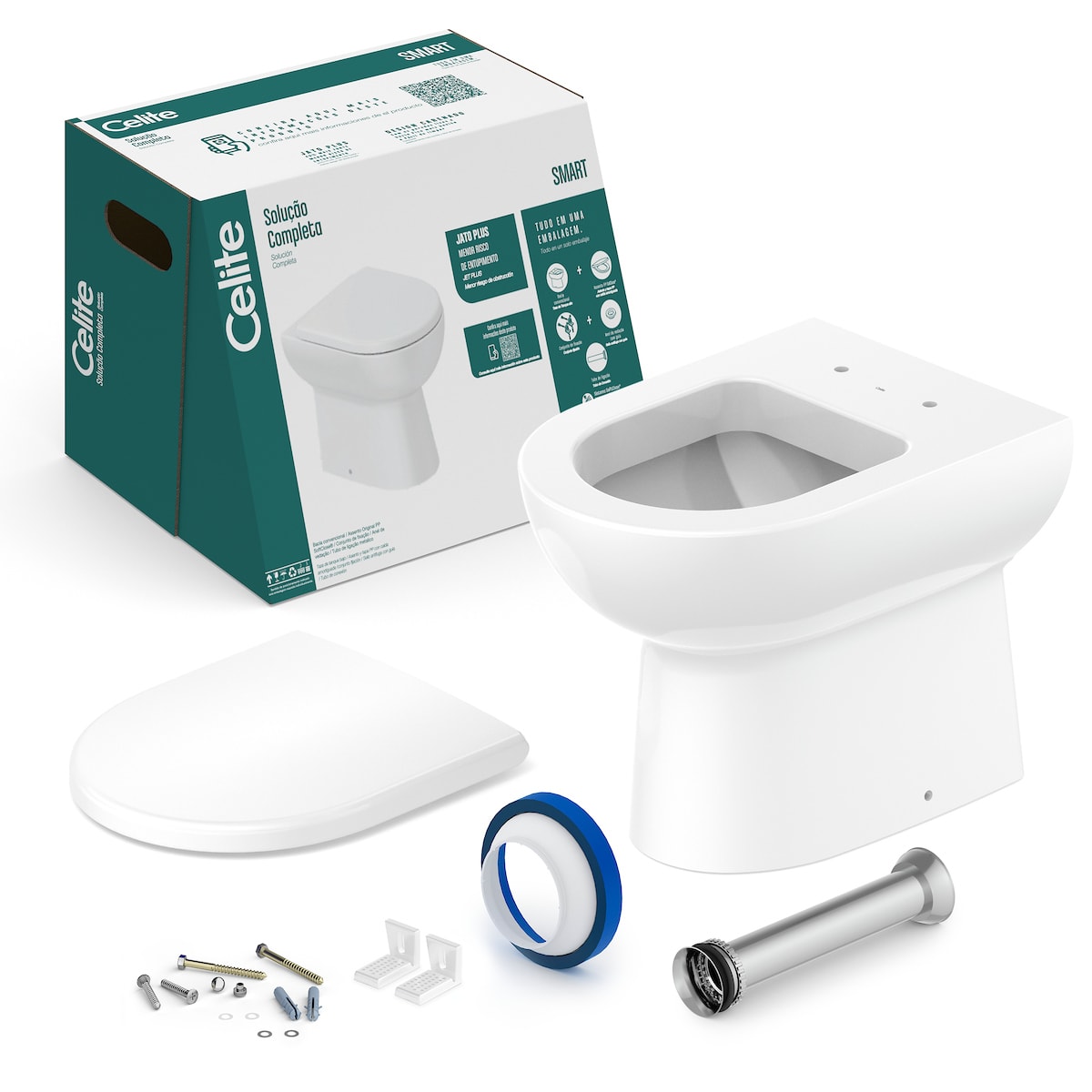 Kits de bacia convencional, assento e itens de instalação Branco Brilho SMART 1167270011300 Celite
