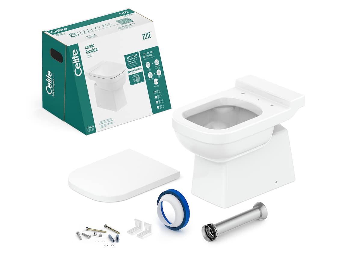 Kits de bacia convencional, assento e itens de instalação Branco Brilho ELITE CE1747270010300 Celite