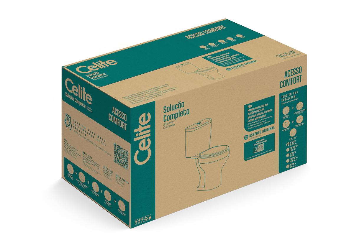 Kits de bacia com caixa, assento e itens de instalação Branco Brilho ACESSO COMFORT 1317230011300 Celite