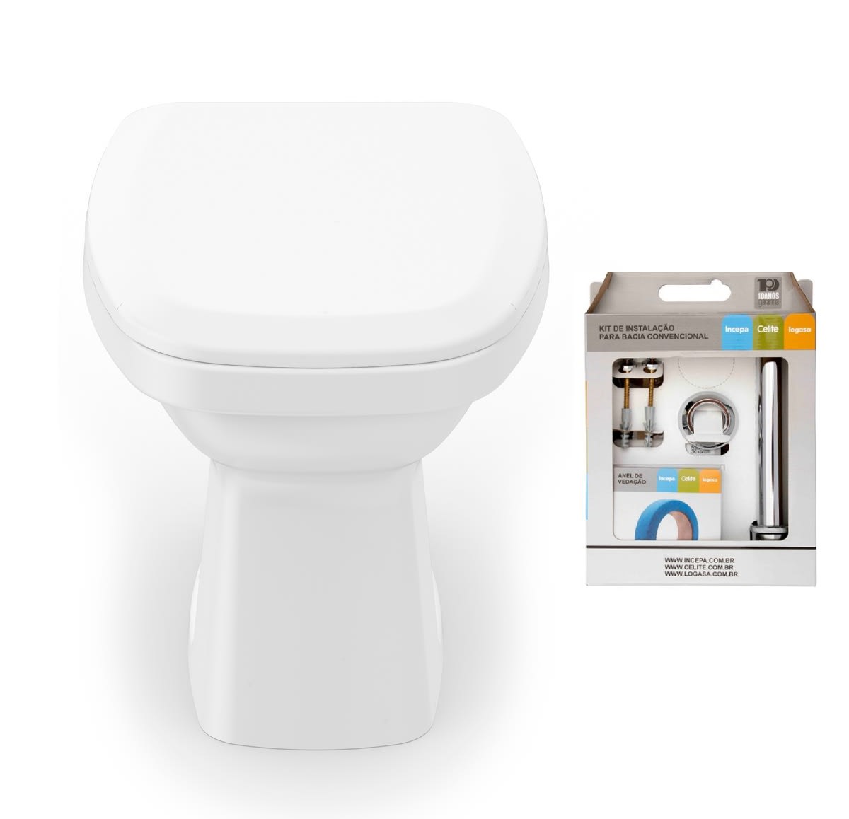 Kits de bacia convencional, assento e itens de instalação Branco Brilho LIKE 1647270010300 Celite