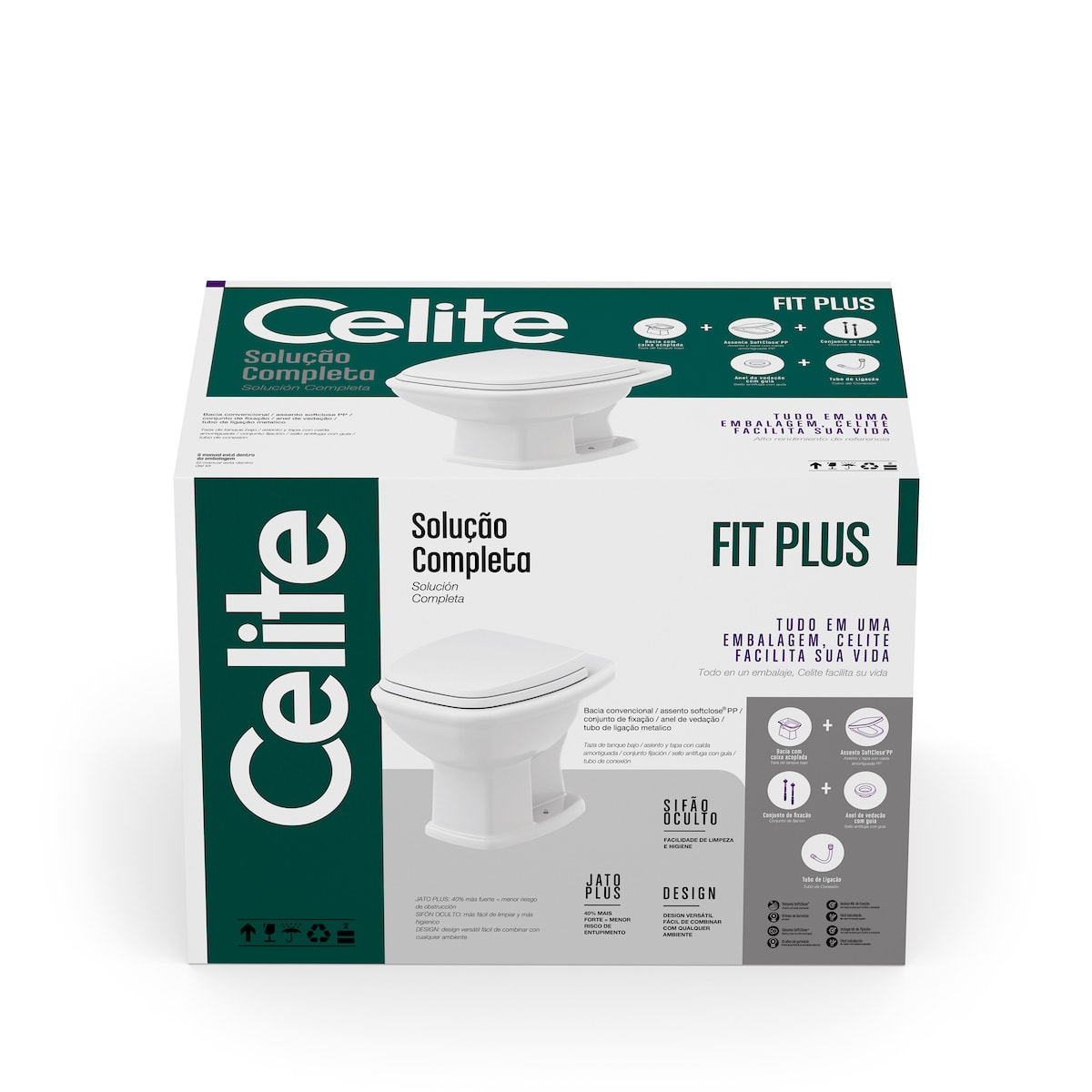 Kits de bacia convencional, assento e itens de instalação FIT PLUS CE667270 Celite