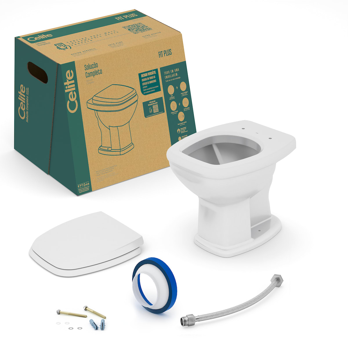 Kits de bacia convencional, assento e itens de instalação FIT PLUS CE667270 Celite
