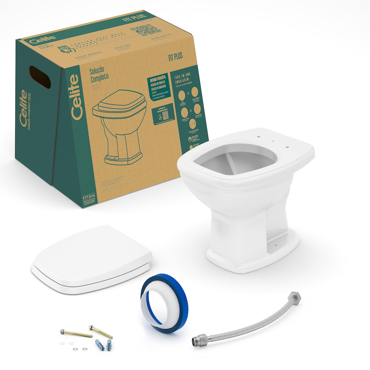 Kits de bacia convencional, assento e itens de instalação FIT PLUS CE667270 Celite
