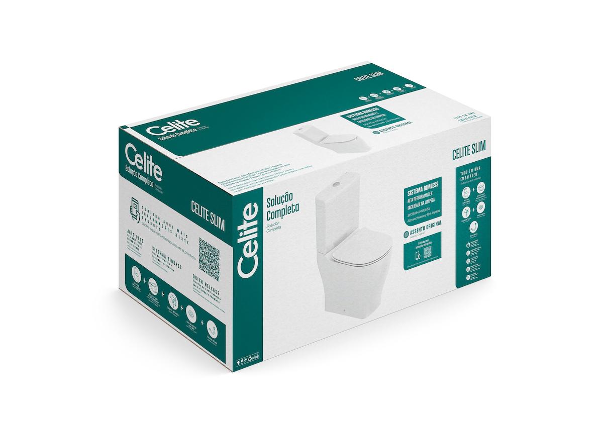 Kits de bacia com caixa, assento e itens de instalação Branco Brilho CELITE SLIM 1327230011300 Celite