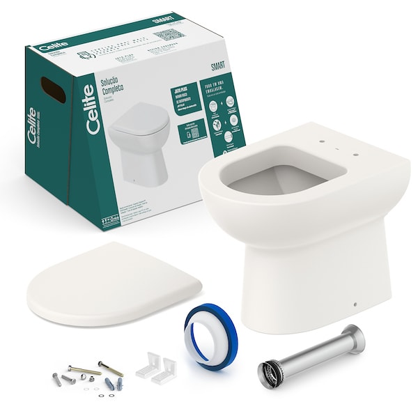 Kits de bacia convencional, assento e itens de instalação Pergamon Brillo SMART 1167270591300 Celite