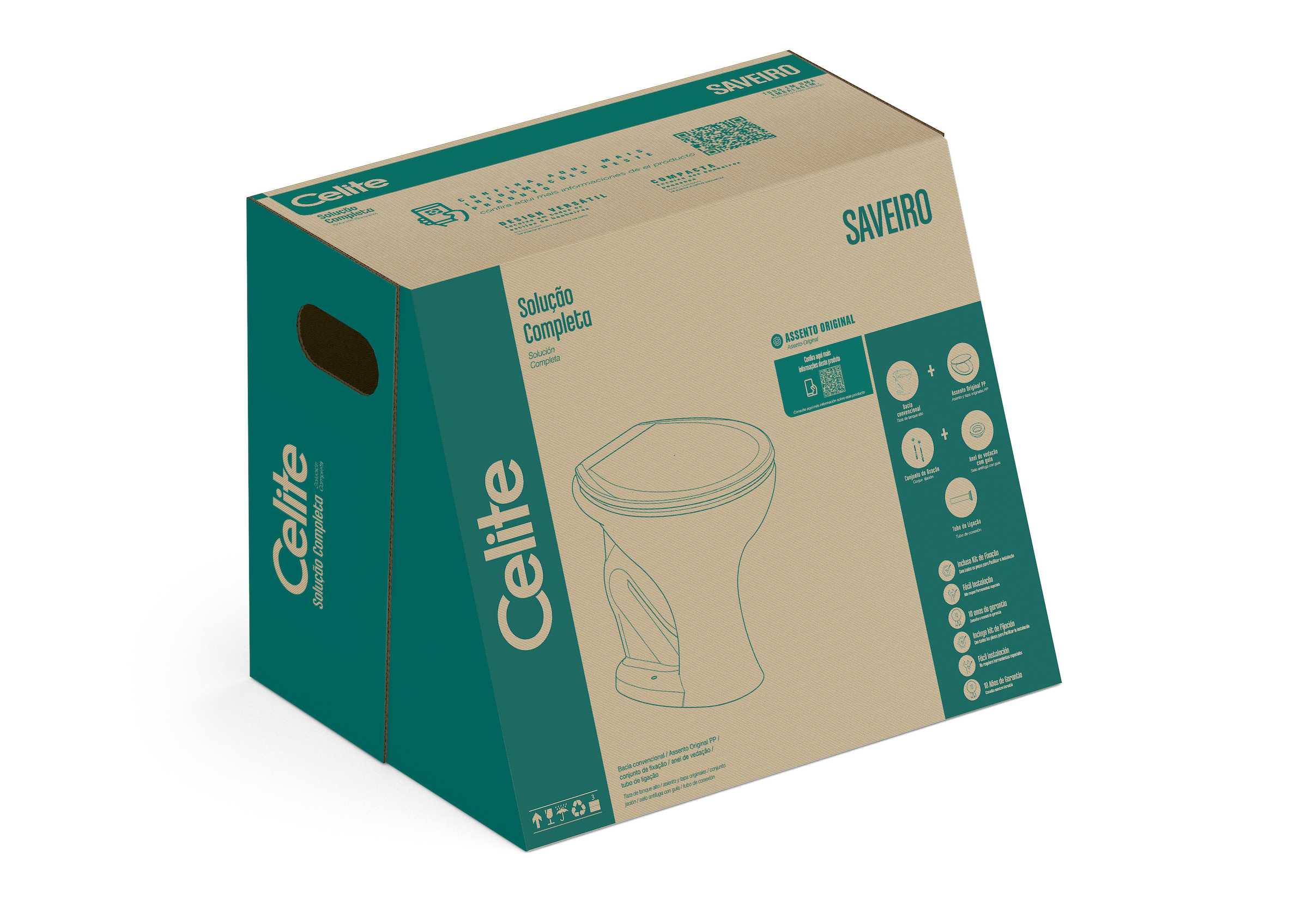 Kits de bacia convencional, assento e itens de instalação Branco Brilho SAVEIRO 1027270010300 Celite